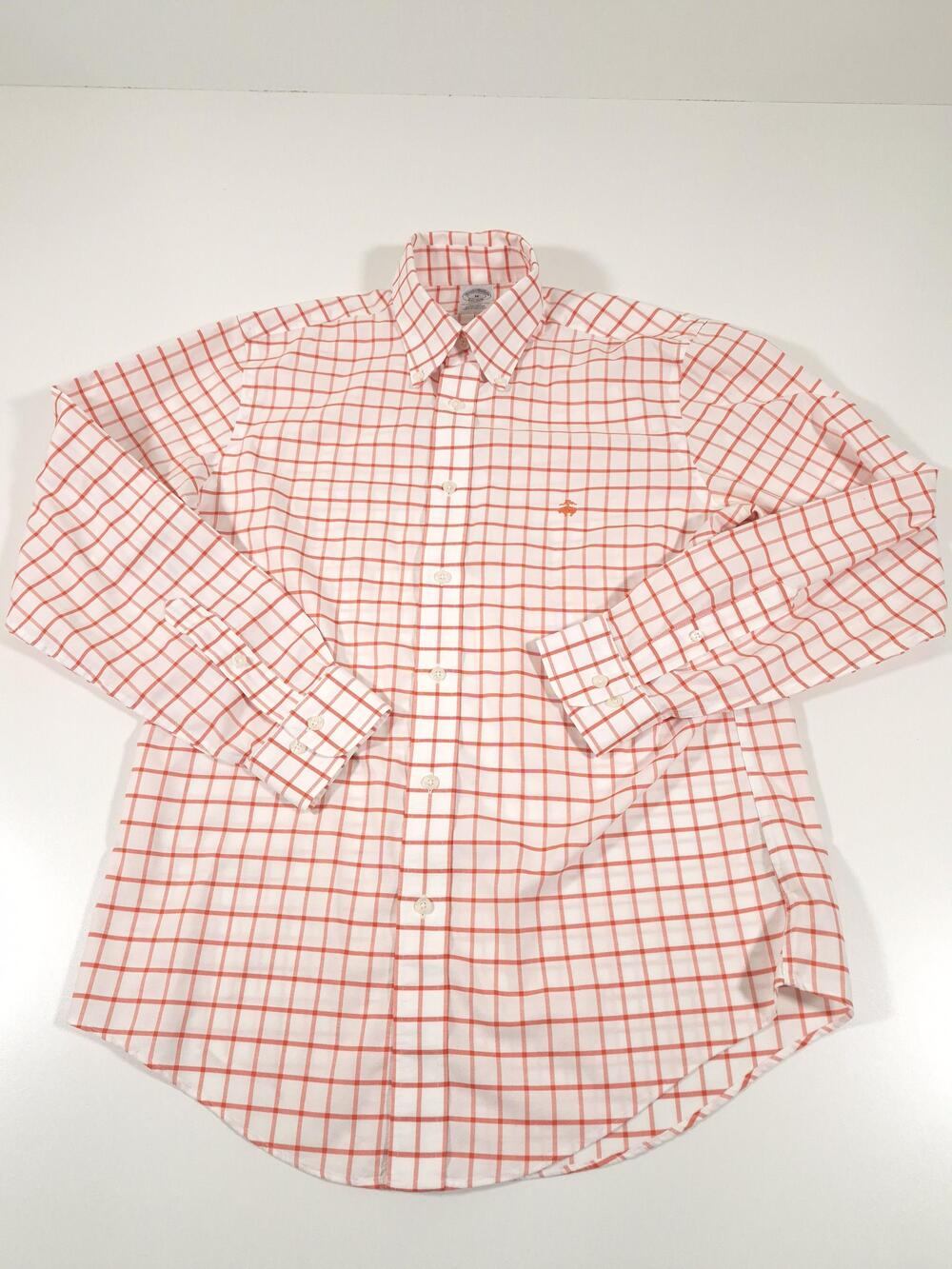 Brooks Brothers Dress Shirt Mens M White Check Regent Non Iron Supima Cotton